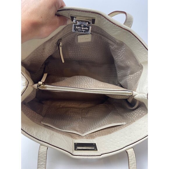 Kate Spade Cream Wellesley Ostrich Embossed‎ Leather Tote Shoulder Handbag Purse - Picture 12 of 12